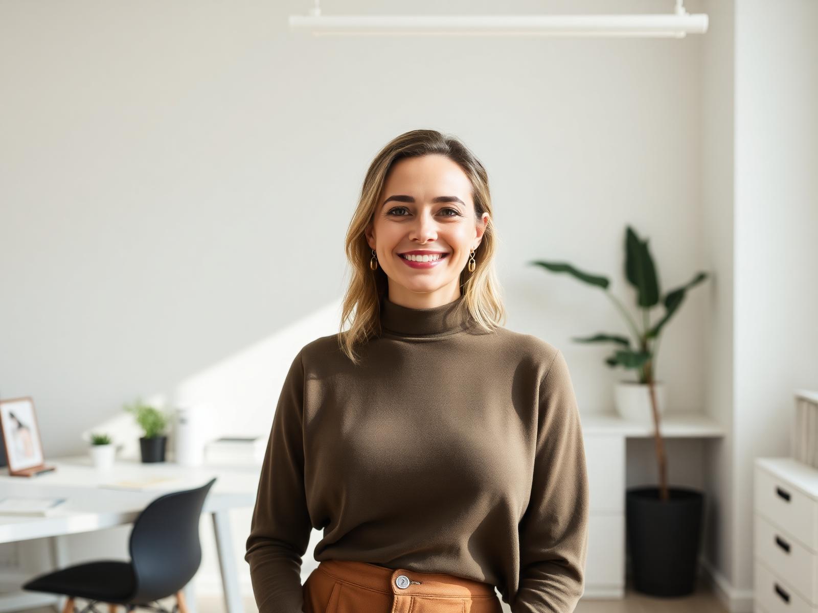 Personal branding portrait of a founder in a bright Bristol studio